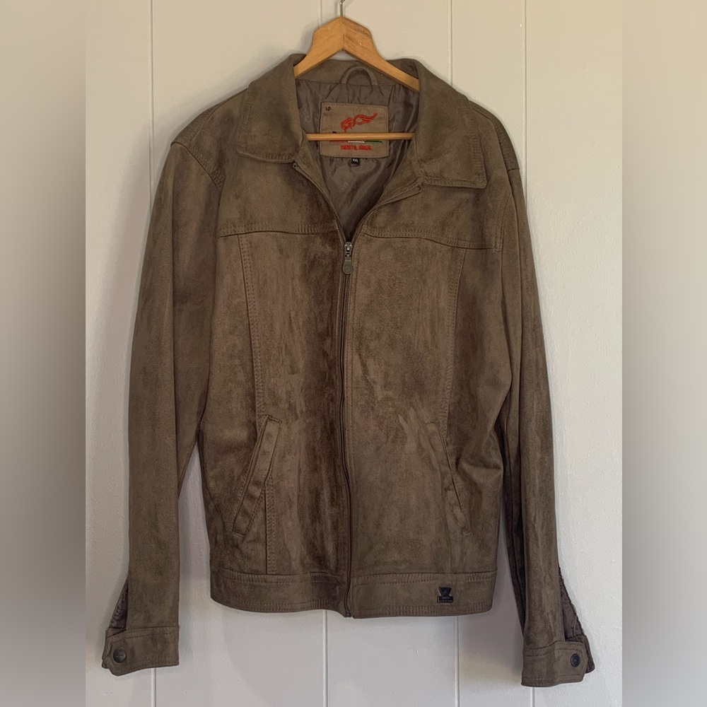 Men’s R Rosso, Black and Gold Brown Suede jacket size 2 XL